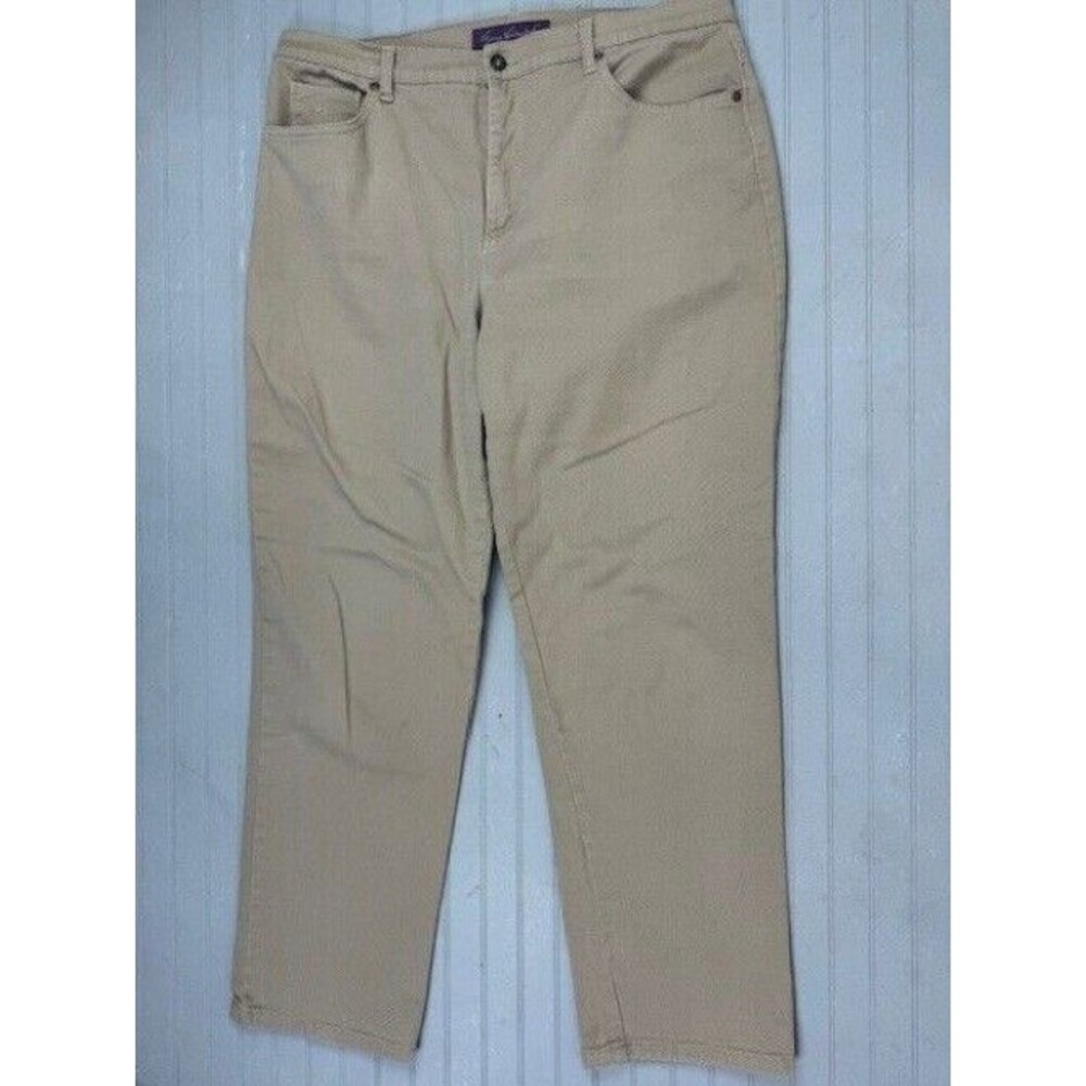 Gloria Vanderbilt Size 16 Womens Jeans Tan High Rise Straight Stretch